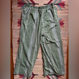 Cider Wide Leg Green Floral Pants
